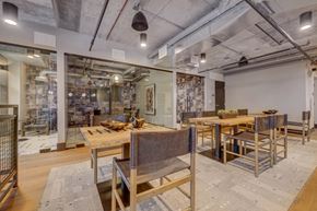 Salt Lake City apartment for rent - a dining room with wooden tables and chairs