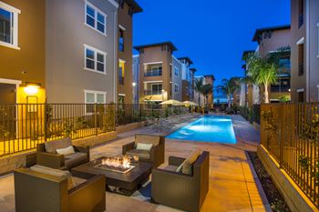 Fire pits near the swimming pool