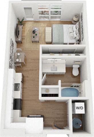 Floor plan for studio, 1 bath, 515 sqft