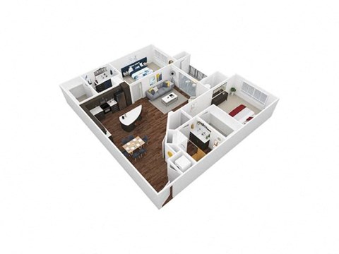 Floor plan for 2 beds, 2 baths, 1175 sqft