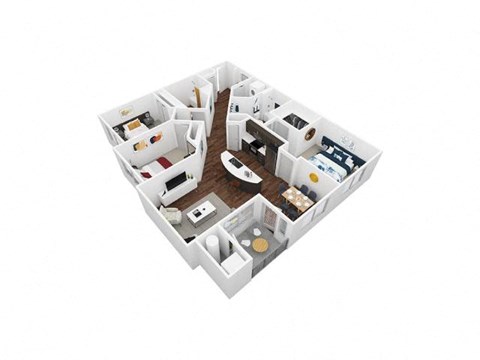 Floor plan for 3 beds, 2 baths, 1340 sqft