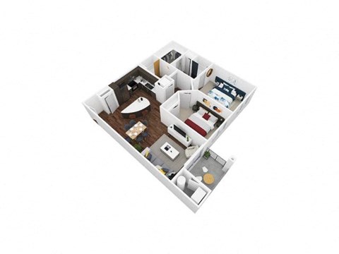 Floor plan for 2 beds, 2 baths, 1048 sqft
