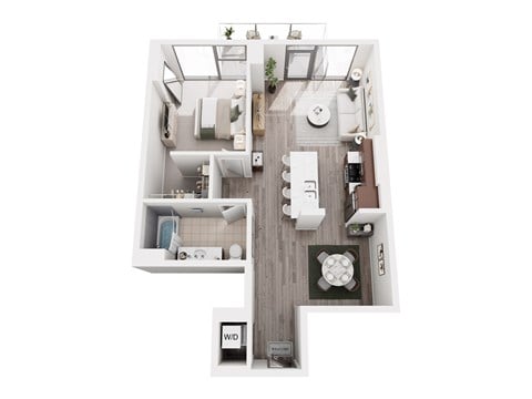 Floor plan for 1 bed, 1 bath, 810 sqft