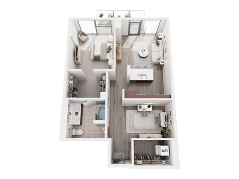 Floor plan for 1 bed, 1 bath, 910 sqft