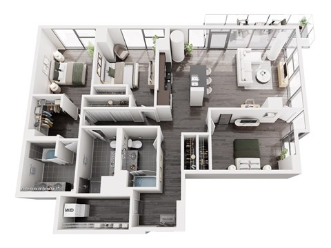 Floor plan for 3 beds, 3 baths, 1570 sqft