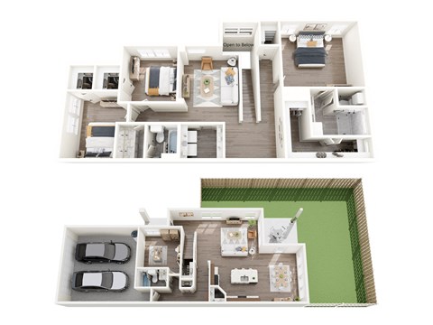 Floor plan for 4 beds, 3 baths, 2286 sqft