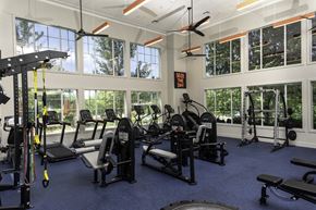 Overland Park apartment for rent - a room filled with lots of different types of exercise equipment