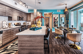 Las Vegas apartment for rent - a kitchen and living room with a large island