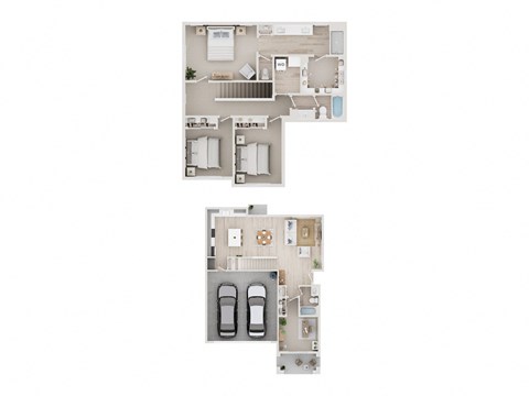 Floor plan for 4 beds, 3 baths, 1756 sqft