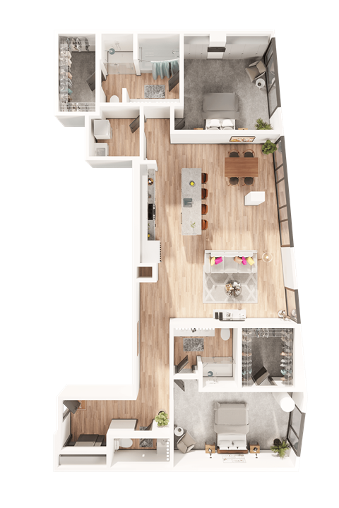 Floor plan for 2 beds, 2.5 baths, 1748 sqft