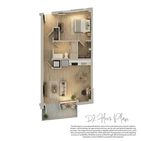 Floor plan for 1 bed, 1 bath, 763 sqft