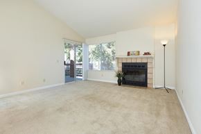 Pleasant Hill apartment for rent - living room with fireplace at Wood Creek Apartments, Pleasant Hill, CA, 94523