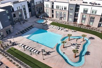 Swimming pool with relaxing sundecks