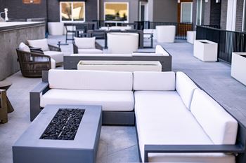 Rooftop deck with yard games, fire pits, barbeques and seating
