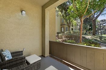 Private patio or balcony with storage