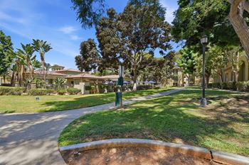 Manicured landscaping and green spaces