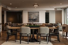Marina Del Rey apartment for rent - A modern dining room with a large table and chairs.