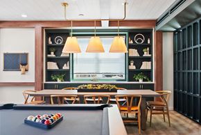 Petaluma apartment for rent - a dining room with a table and a billiard table