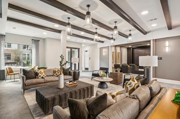 Club room with ample seating, entertaining, and dining areas