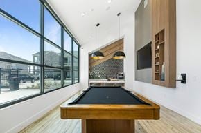 Mont Belvieu apartment for rent - A pool table in a room with a view of the outside.