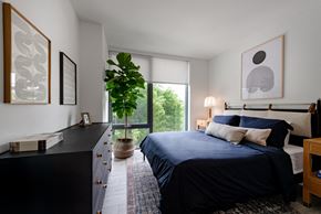 Washington apartment for rent - a bedroom with a bed and a dresser