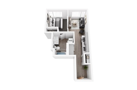 Floor plan for 1 bed, 1 bath, 482 sqft