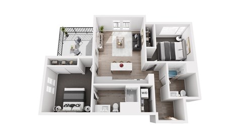 Floor plan for 2 beds, 2 baths, 996 sqft