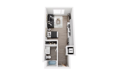 Floor plan for studio, 1 bath, 463 sqft