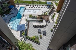 Washington apartment for rent - an aerial view of the pool and patio area of a hotel