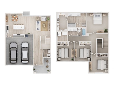 Floor plan for 4 beds, 3 baths, 1883 sqft