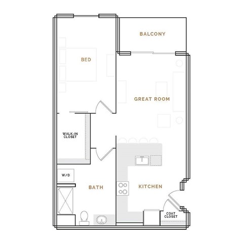 Floor plan for 1 bed, 1 bath, 946 sqft