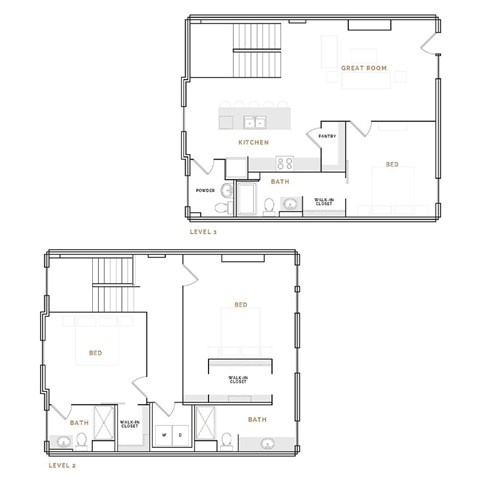 Floor plan for 3 beds, 3.5 baths, 2136 sqft
