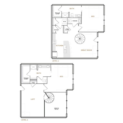 Floor plan for 2 beds, 2.5 baths, 1823 sqft