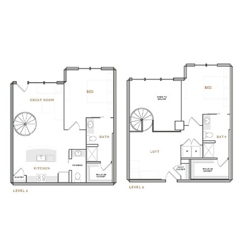 Floor plan for 2 beds, 2.5 baths, 1572 sqft