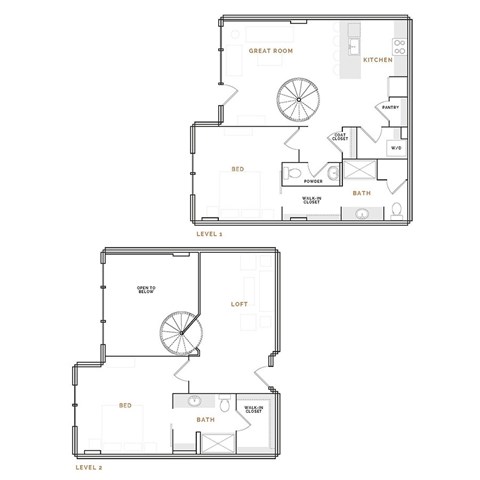Floor plan for 2 beds, 2.5 baths, 1679 sqft