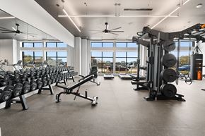 Charlotte apartment for rent - A gym with a variety of equipment including weights and cardio machines.
