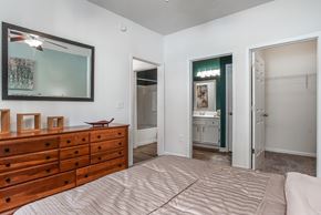 Stockbridge apartment for rent - A bedroom with a dresser and a mirror.
