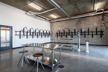 Bike and ski-repair room with bike storage
