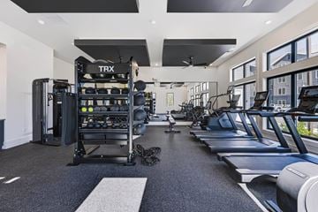 North Attleborough apartment for rent - A TRX suspension trainer is in the corner of a spacious gym.