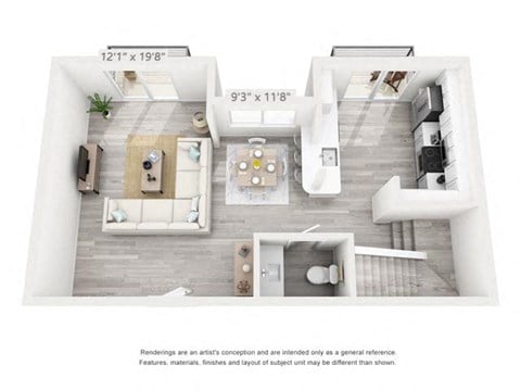 Floor plan for 2 beds, 2 baths, 1538 sqft