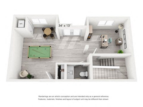 Floor plan for 2 beds, 2.5 baths, 2110 sqft