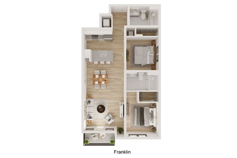 Floor plan for 2 beds, 2 baths, 920 sqft