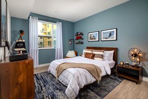 El Monte apartment for rent - one-bedroom apartment in El Monte with bed and large window at Aston at Gateway apartments