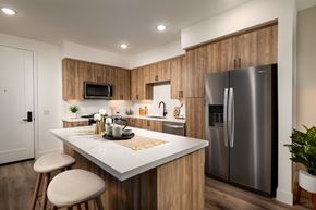 Encinitas apartment for rent - a kitchen with stainless steel appliances and a marble counter top