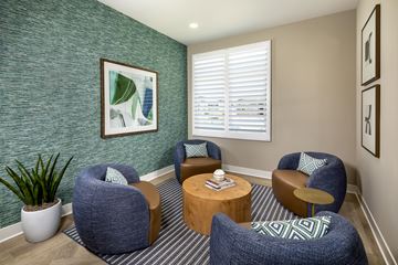 Lancaster apartment for rent - A living room with a green wall and a painting on it.