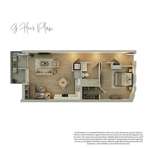 Floor plan for 1 bed, 1 bath, 876 sqft