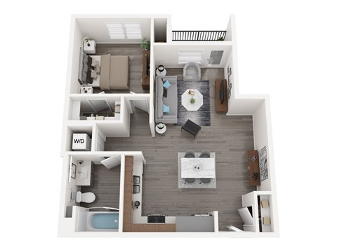 Floor plan for 1 bed, 1 bath, 801 sqft