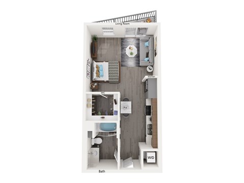 Floor plan for studio, 1 bath, 575 sqft