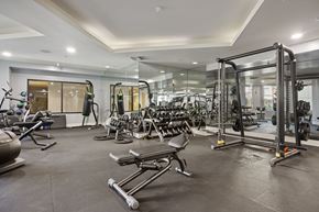 Torrance apartment for rent - A spacious gym with a variety of equipment including treadmills, weights, and exercise machines.