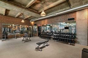 Salt Lake City apartment for rent - A gym with a variety of equipment including weights and benches.